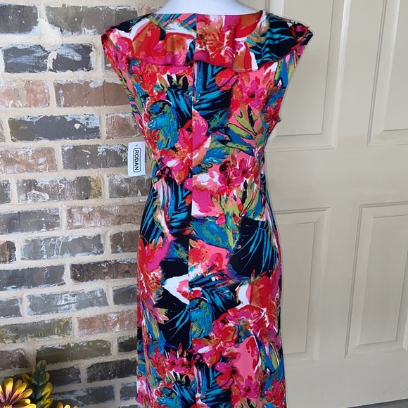 NWT Rodan Floral Ruffle Wrap Sheath Dress - Picture 4 of 10